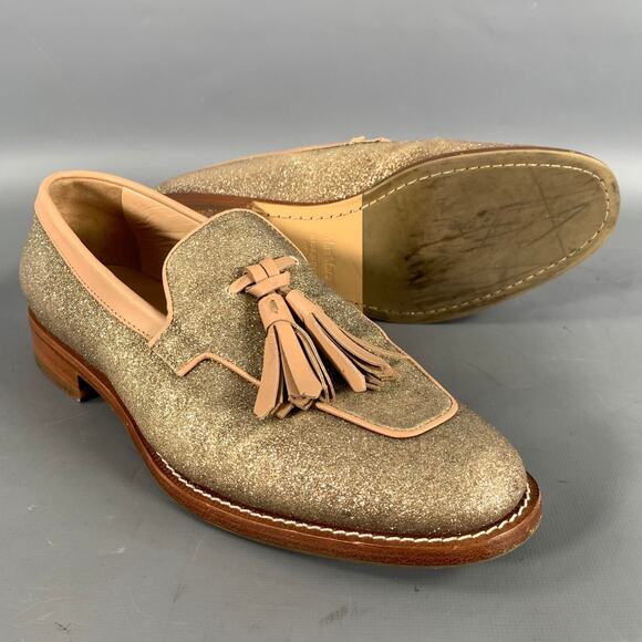MAX MARA Size 7 Gold Brown Sparkly Loafer Flats main image 6
